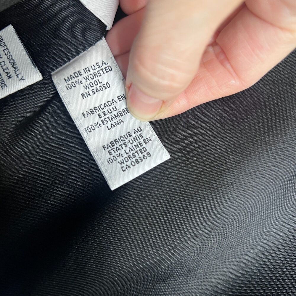 Jones New York Black 100% Pure Wool Made in USA Full Zip Jacket Blazer Size‎ 16 - Picture 8 of 10